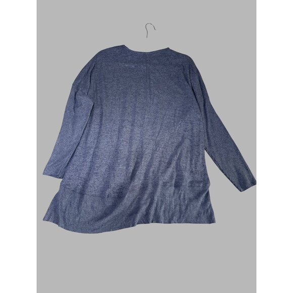 Style & Co Womens 1X Blue V-Neck Long Sleeve Sweater Top  Viscose & Polyester - Picture 2 of 16